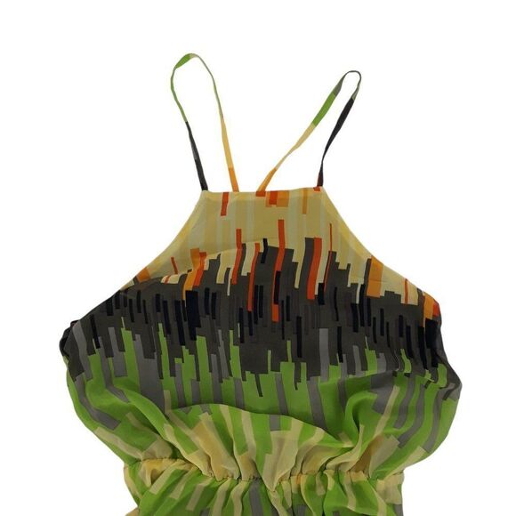 Sugarlips Dress High Low Midi Strappy Colorful Rainbow Jagged Striped Sz S - Picture 6 of 10